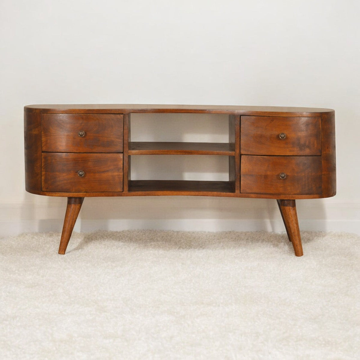 Chestnut Wave Entertainment Unit Chest of Drawers