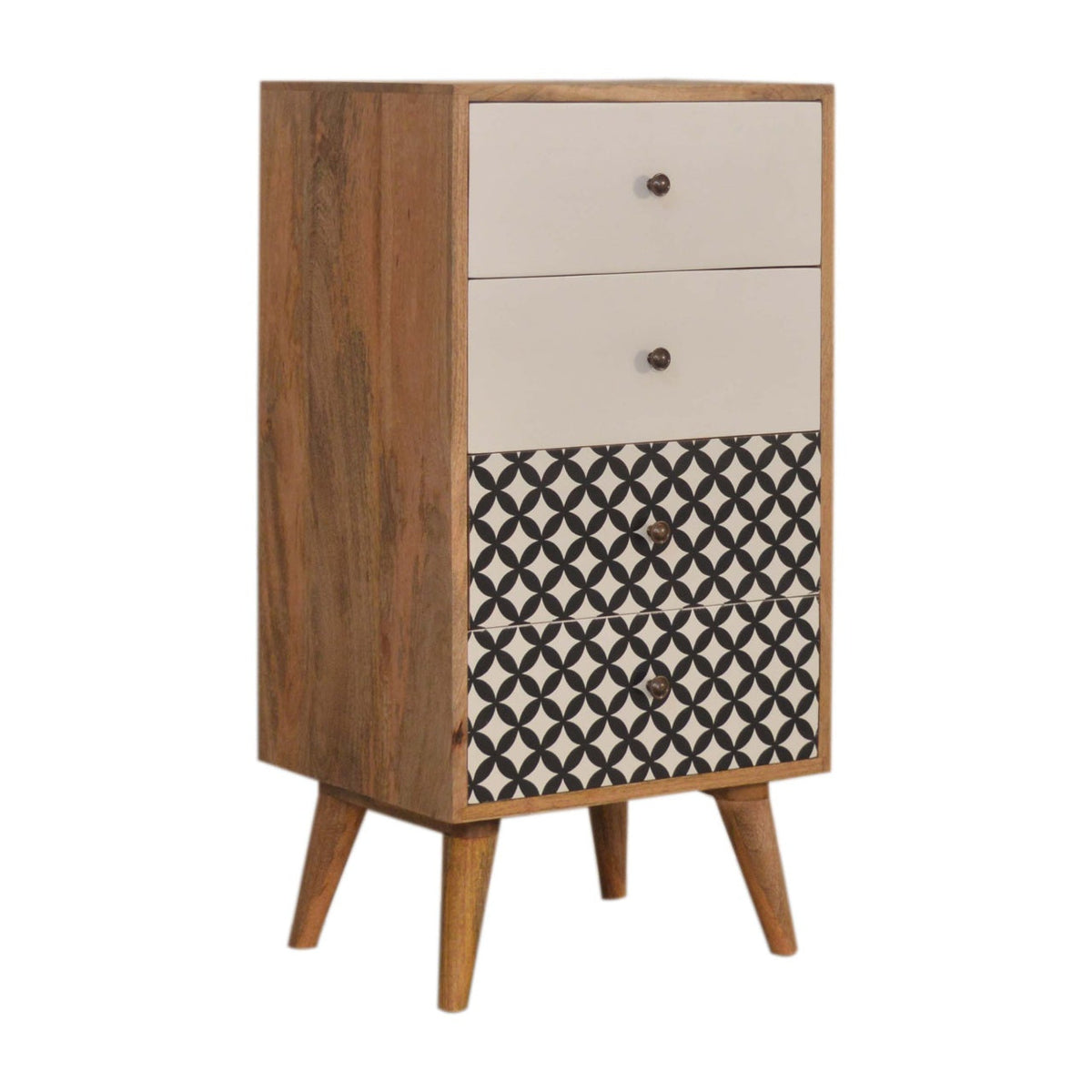 Diamond Screen Printed Tallboy Chest of Drawers