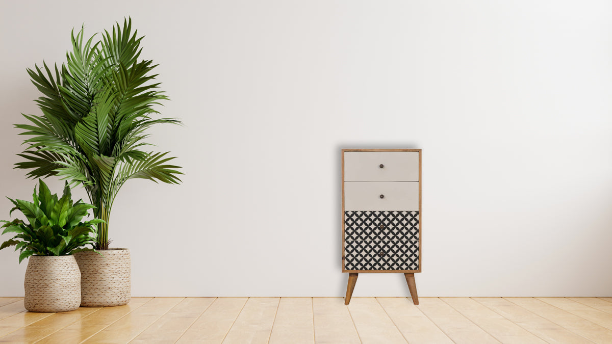 Diamond Screen Printed Tallboy Chest of Drawers