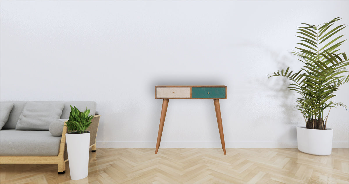 Acadia Teal and White Console Table
