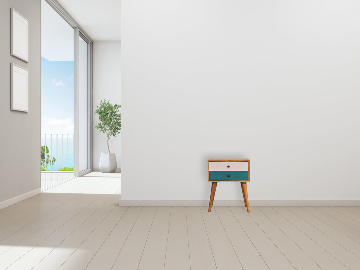 Teal Modern Solid Wood Bedside Table