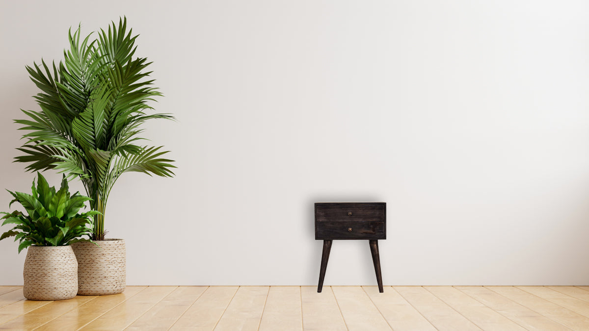 Ash Black Modern Solid Wood Bedside