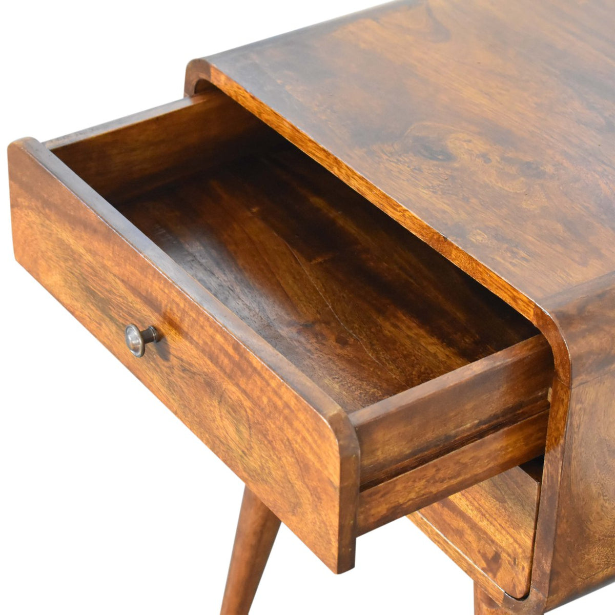 Curve Chestnut Cable Access Bedside Table