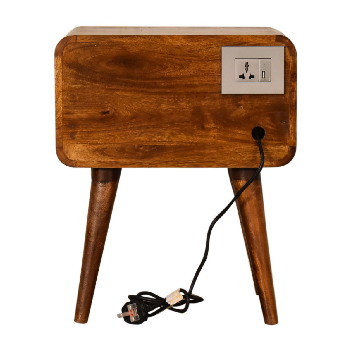 Curve Chestnut Cable Access Bedside Table