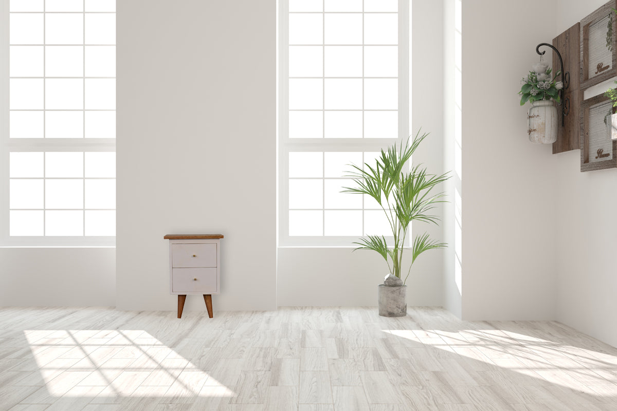 White Hand Painted Bedside