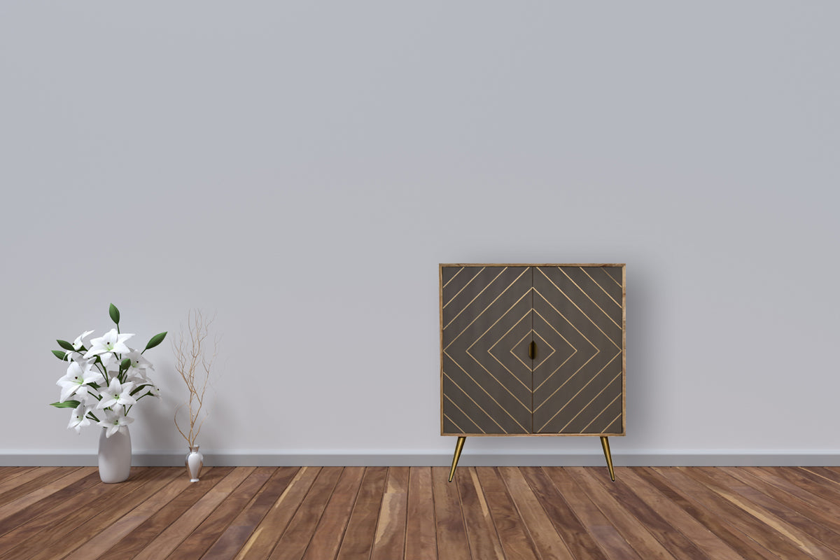 Cement Brass Inlay Cabinet