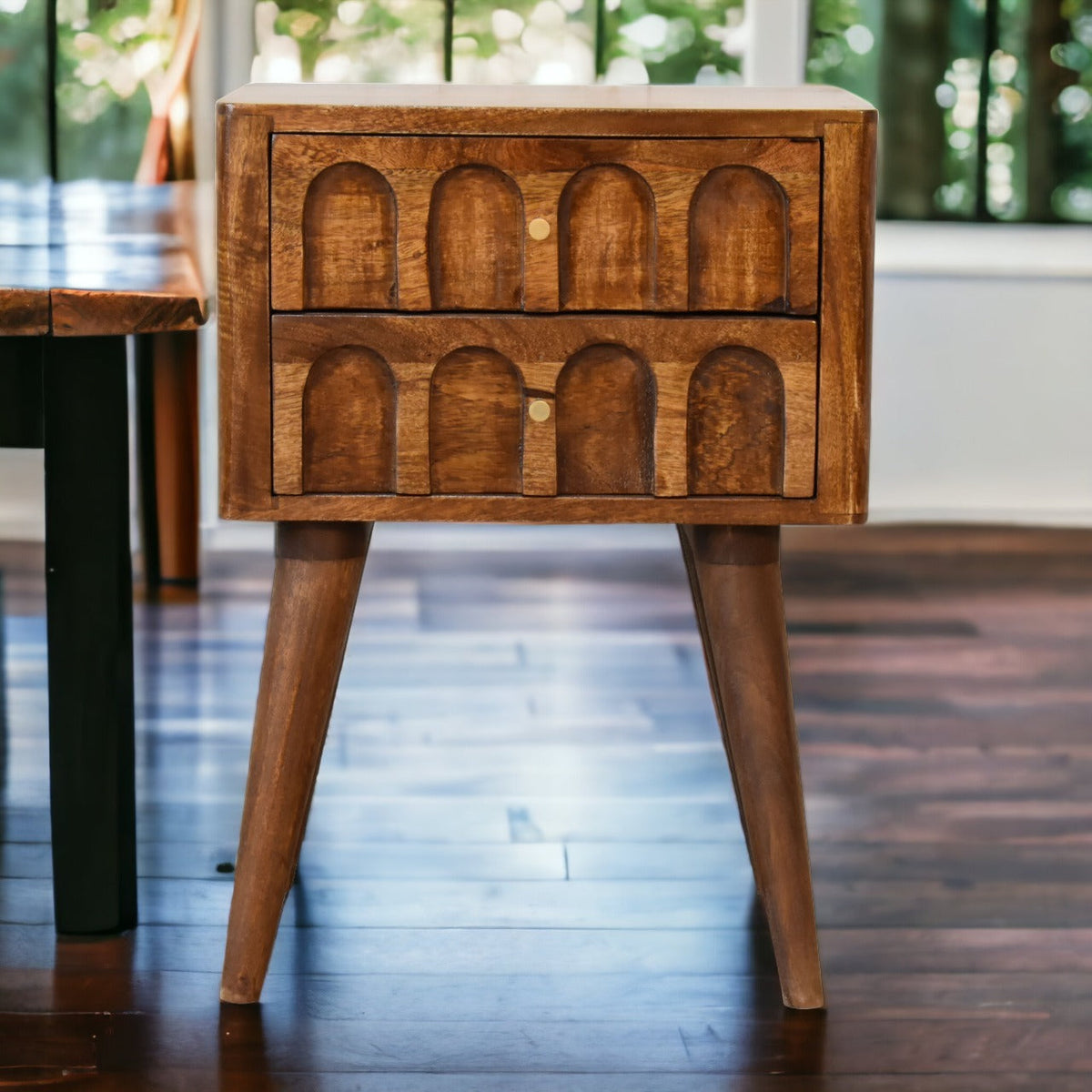 Chestnut Arch Bedside Table