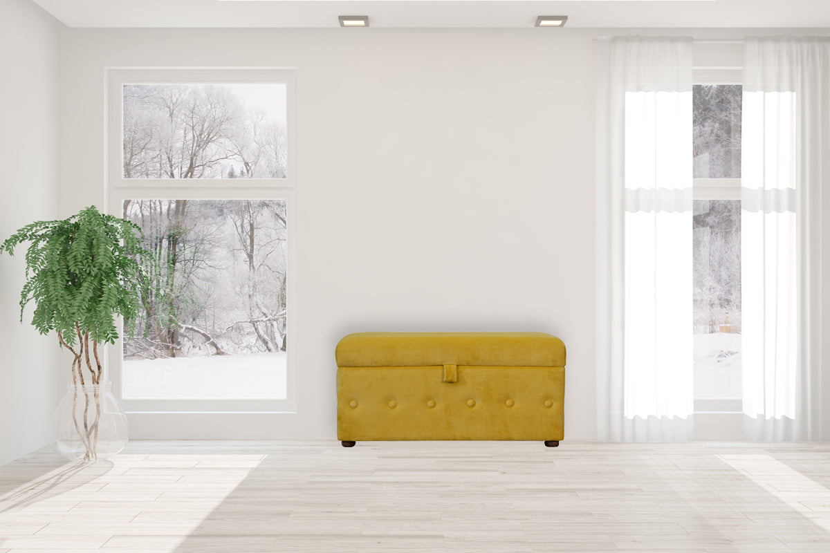 Mustard Velvet Lid-up Ottoman