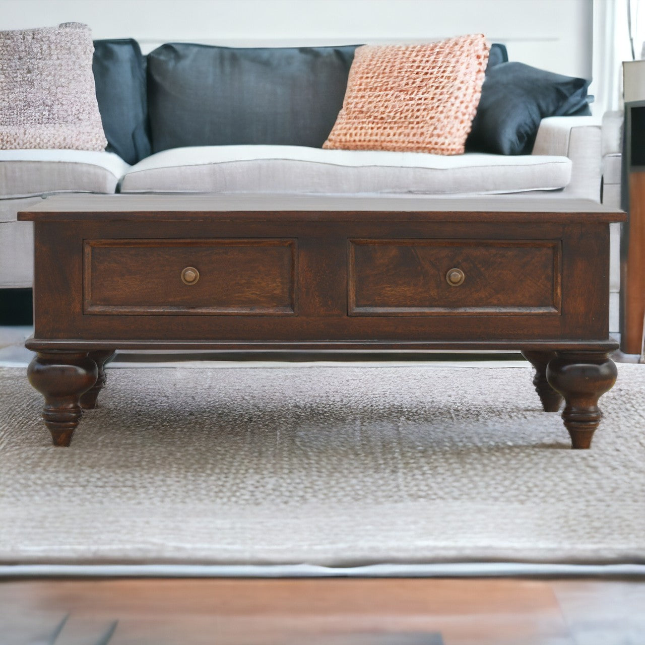 Turned 4 Drawer Coffee Table