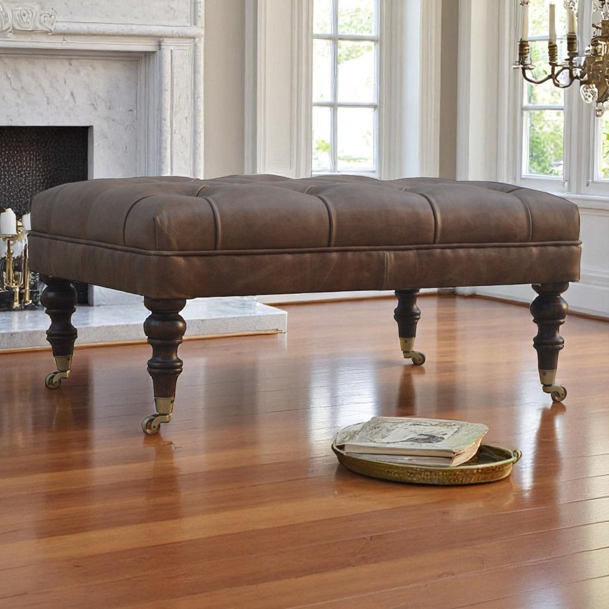 Buffalo Leather Ottoman