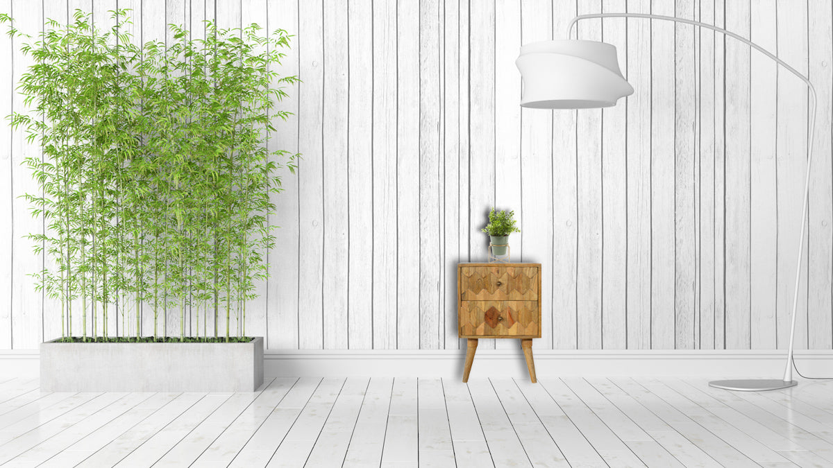 Pineapple Carve 2 Drawer Bedside