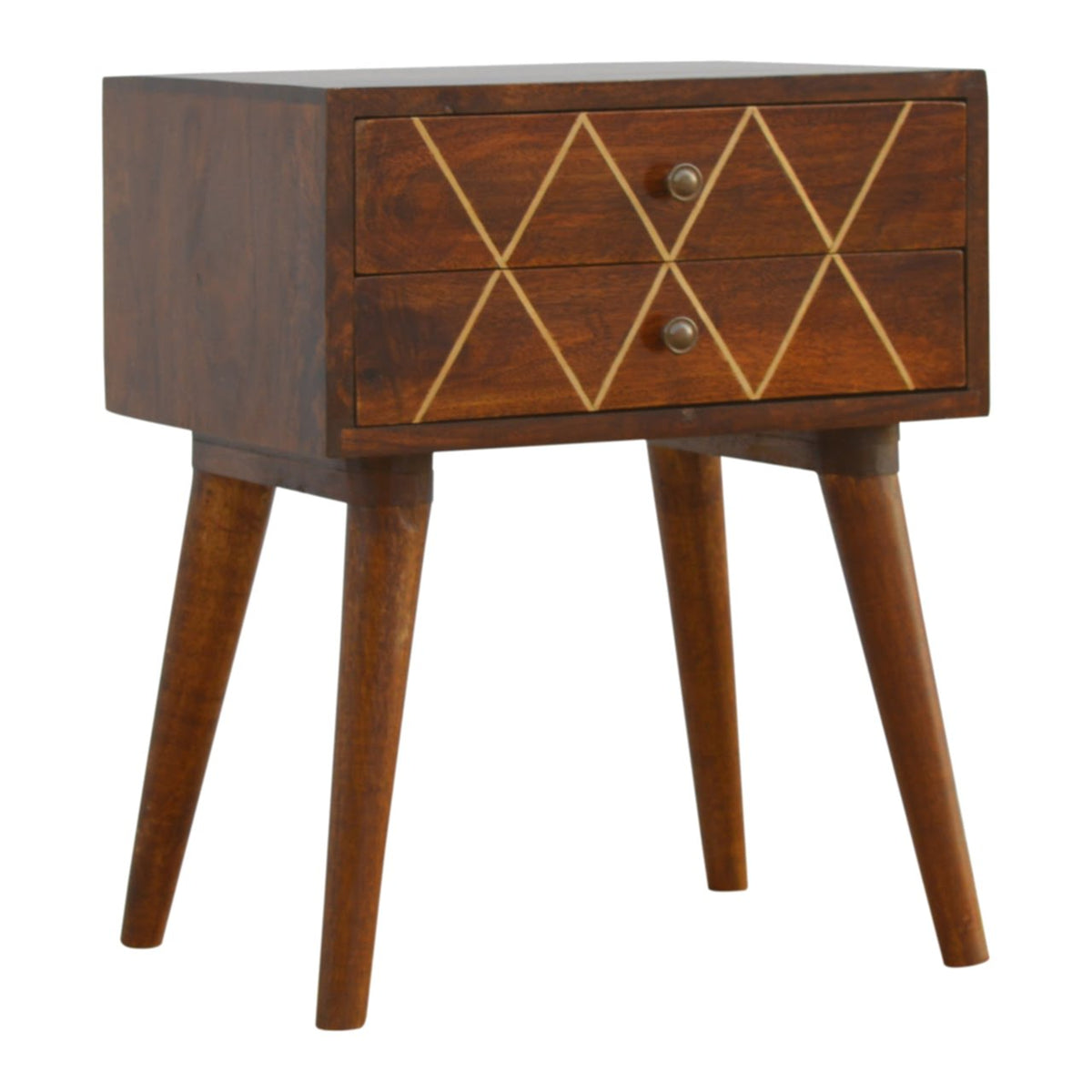 Geo Brass Inlay Bedside Table