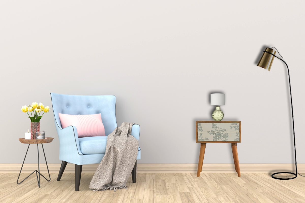 Green Floral Screen Printed Bedside