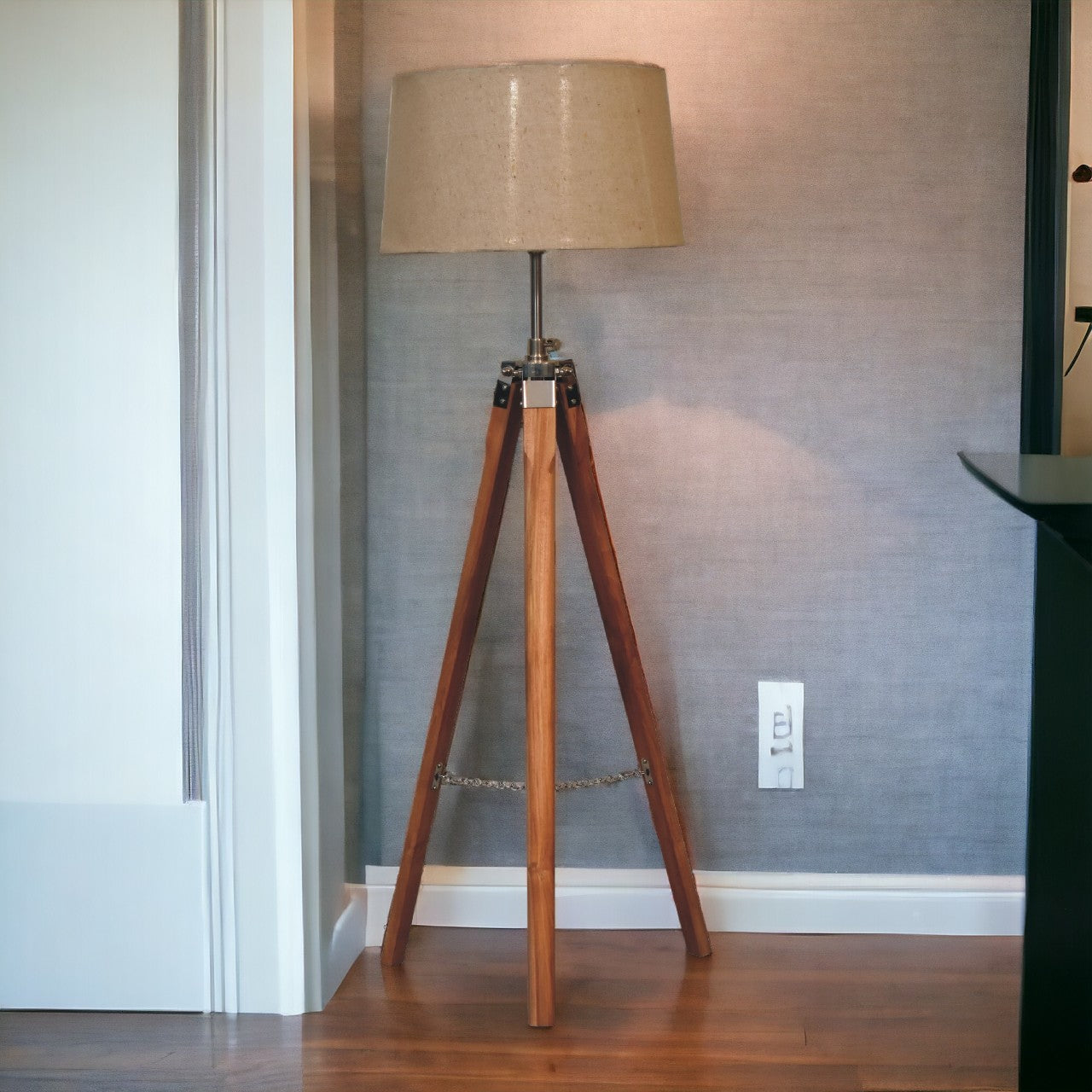 Fixed Chrome Tripod Floor Lamp