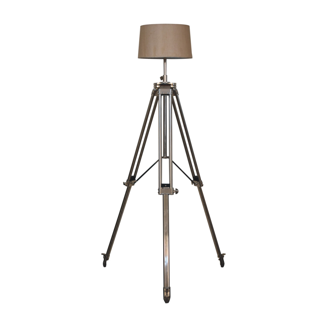 Artisan Tripod Floor Lamp with Chrome Base for Contemporary and Rustic Interiors