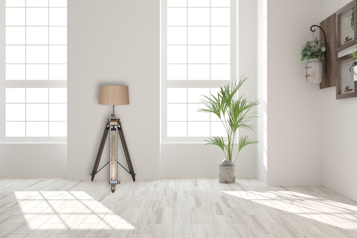 Artisan Tripod Floor Lamp with Chrome Base for Contemporary and Rustic Interiors