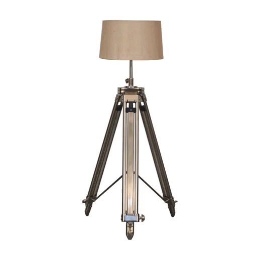 Artisan Tripod Floor Lamp with Chrome Base for Contemporary and Rustic Interiors