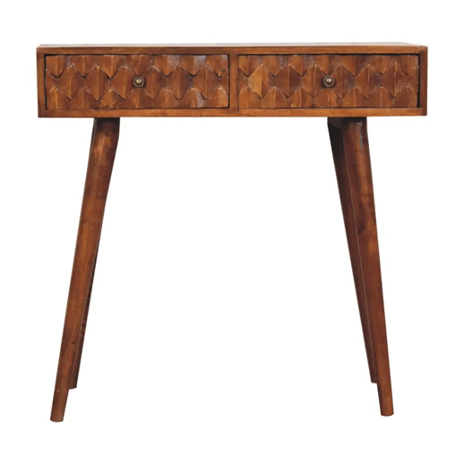 Chestnut Pineapple Console Chest of Drawers