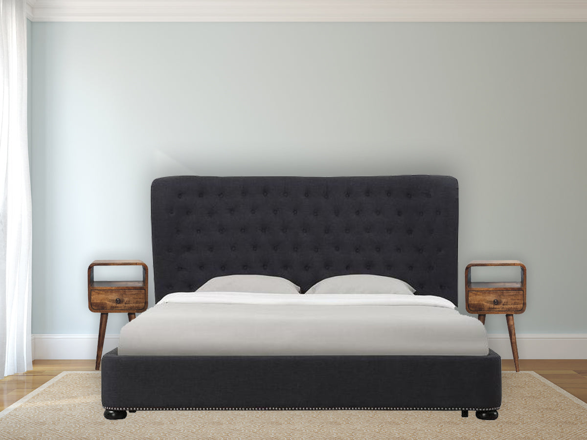 Mini Grey Wash Curve Open Bedside