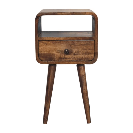 Mini Grey Wash Curve Open Bedside Table