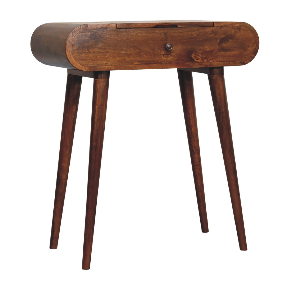 Mini Round Chestnut Fold Vanity Chest of Drawers