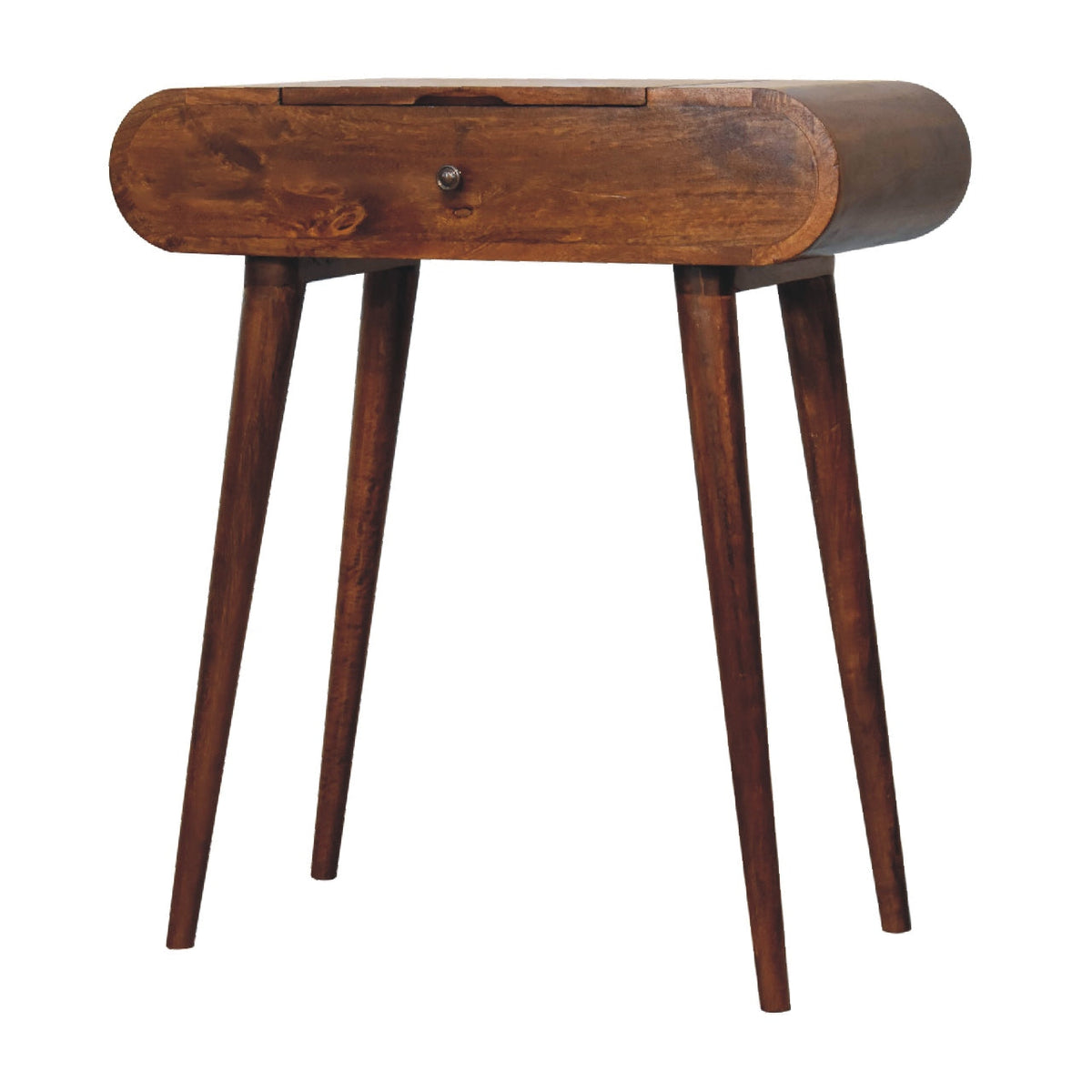Mini Round Chestnut Fold Vanity Chest of Drawers