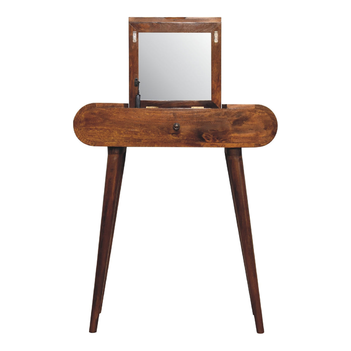 Mini Round Chestnut Fold Vanity Chest of Drawers