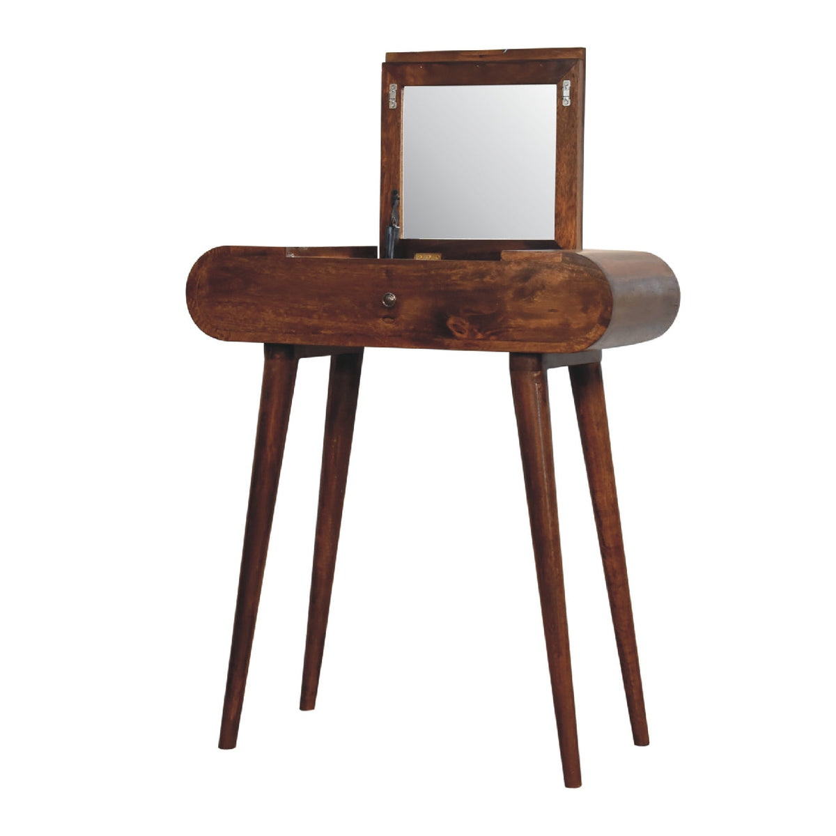 Mini Round Chestnut Fold Vanity Chest of Drawers