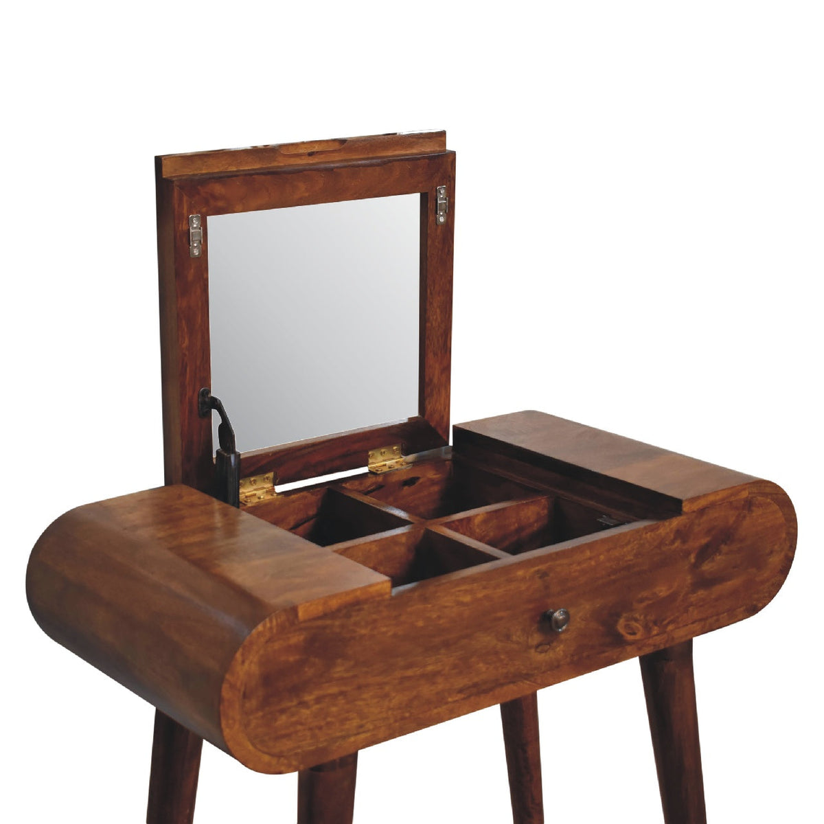 Mini Round Chestnut Fold Vanity Chest of Drawers