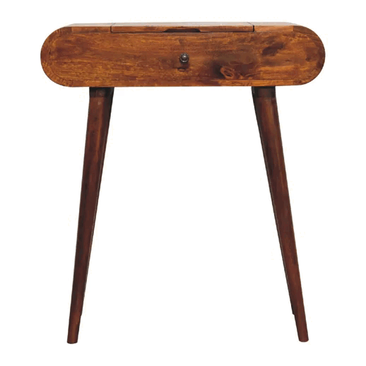Mini Round Chestnut Fold Vanity Chest of Drawers