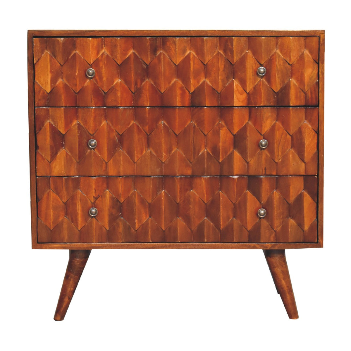 Pineapple Chestnut Carved Chest of Drawers