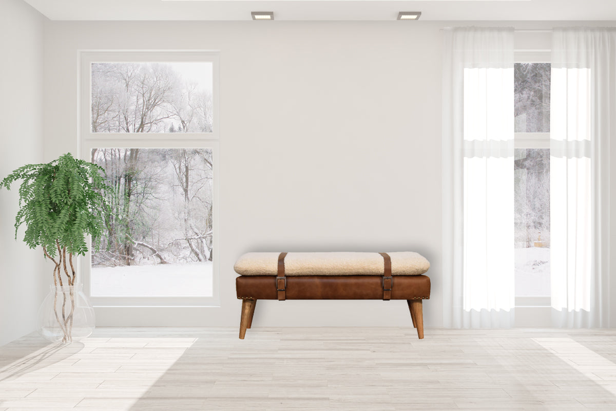 Buffalo Hide Leather Bench