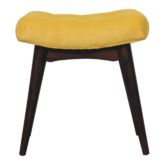 Mini Mustard Velvet Curved Bench