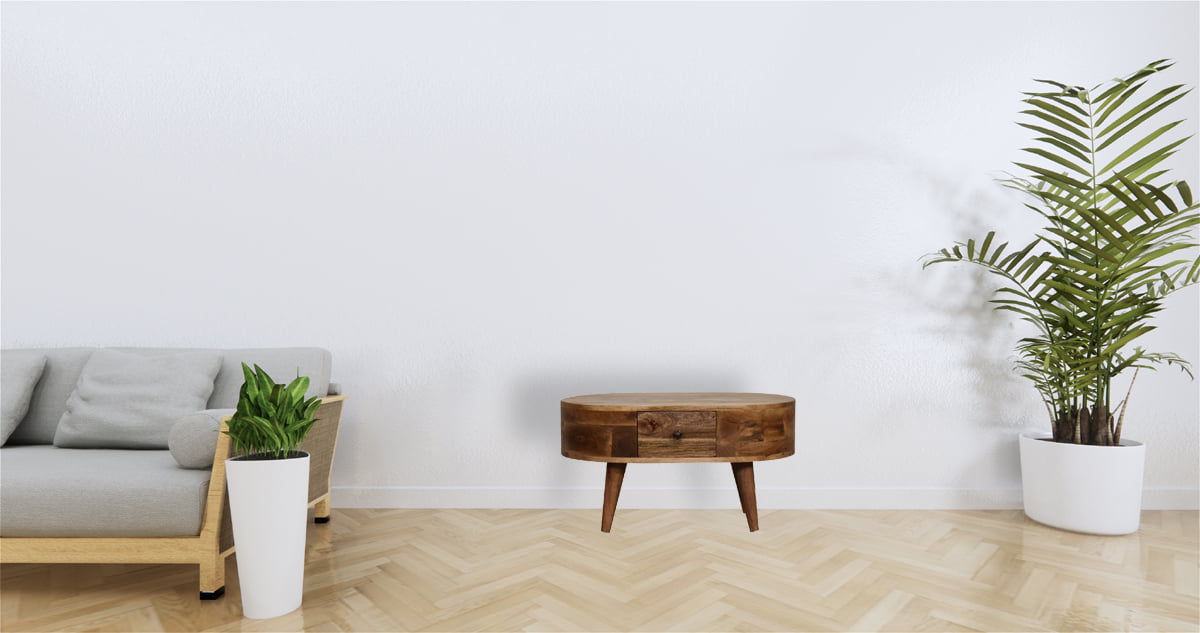 Mini Oak-ish Rounded Coffee Table