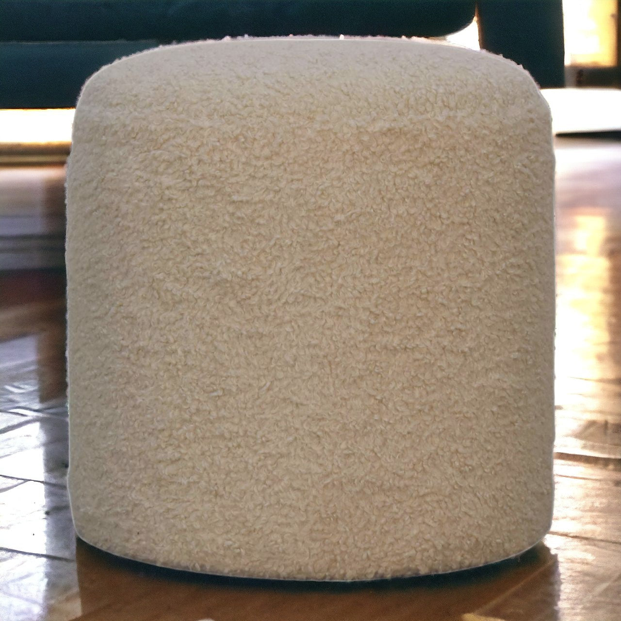 Boucle Cream Round Footstool