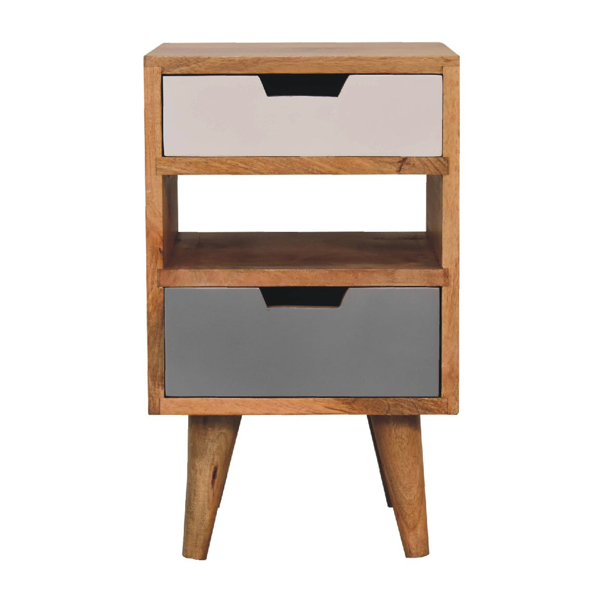 Mini Grey and White Cut-out Bedside Table