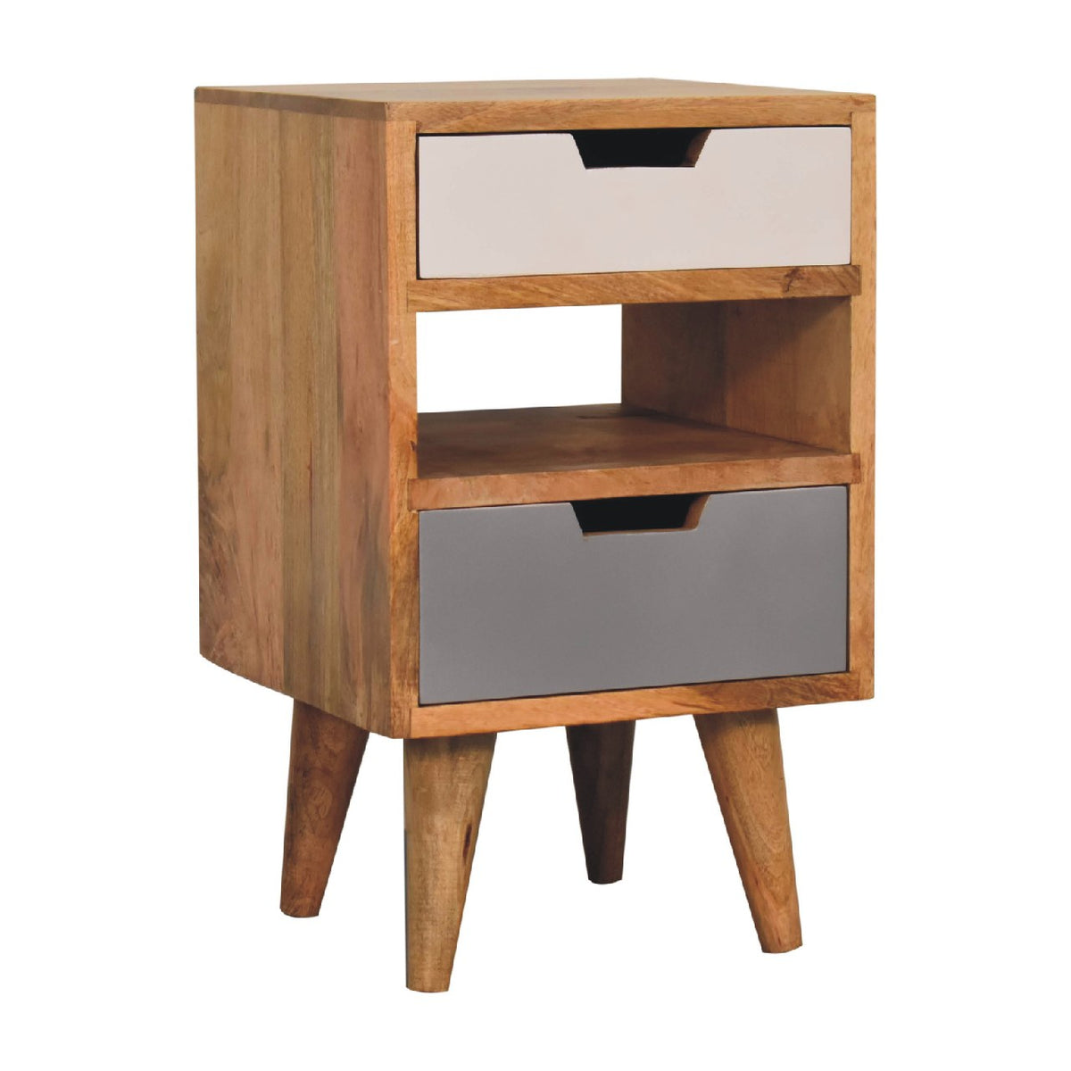 Mini Grey and White Cut-out Bedside Table