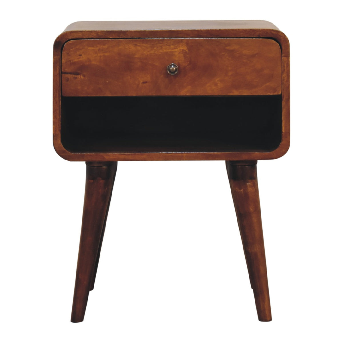 Curve Open Slot Chestnut Bedside Table