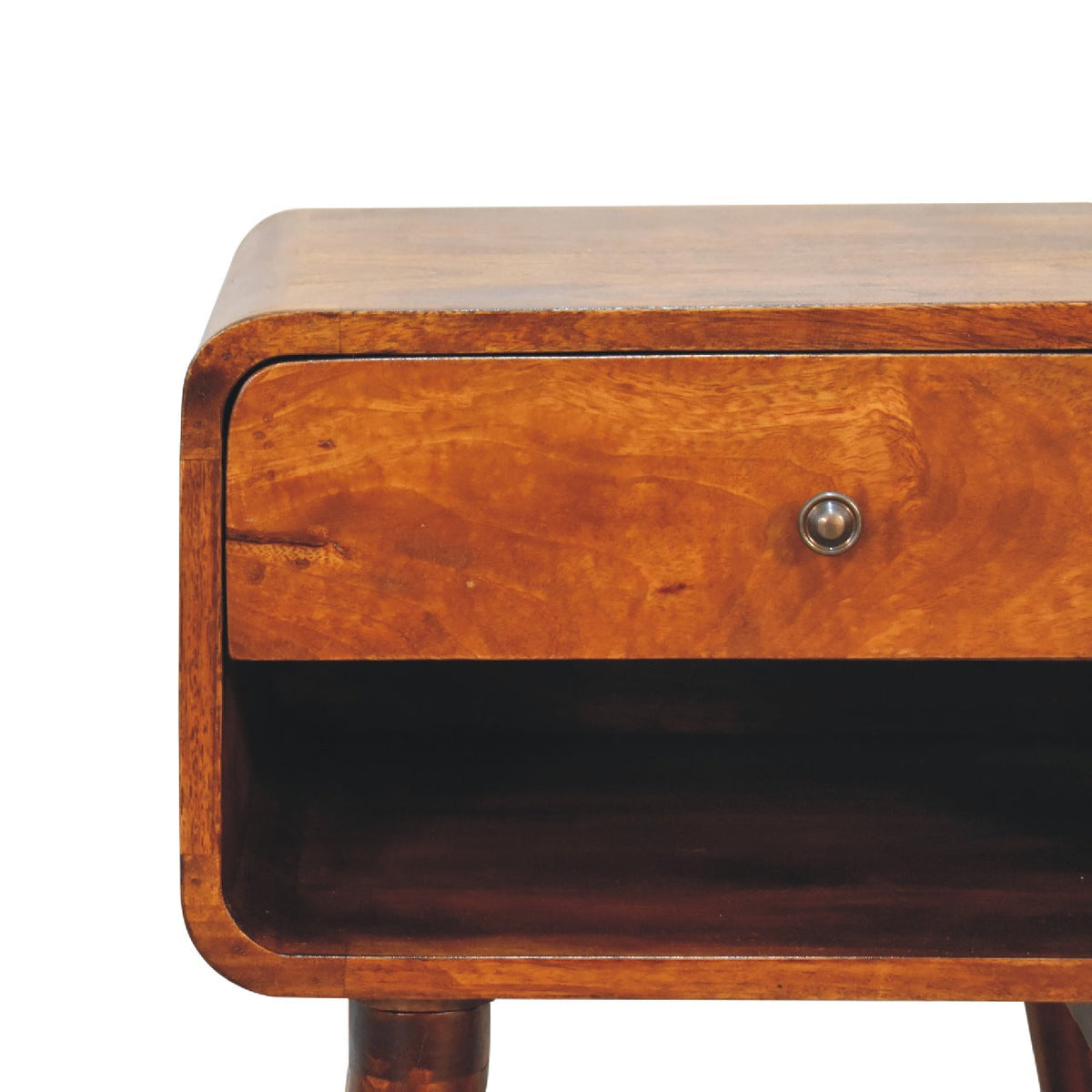 Curve Open Slot Chestnut Bedside Table