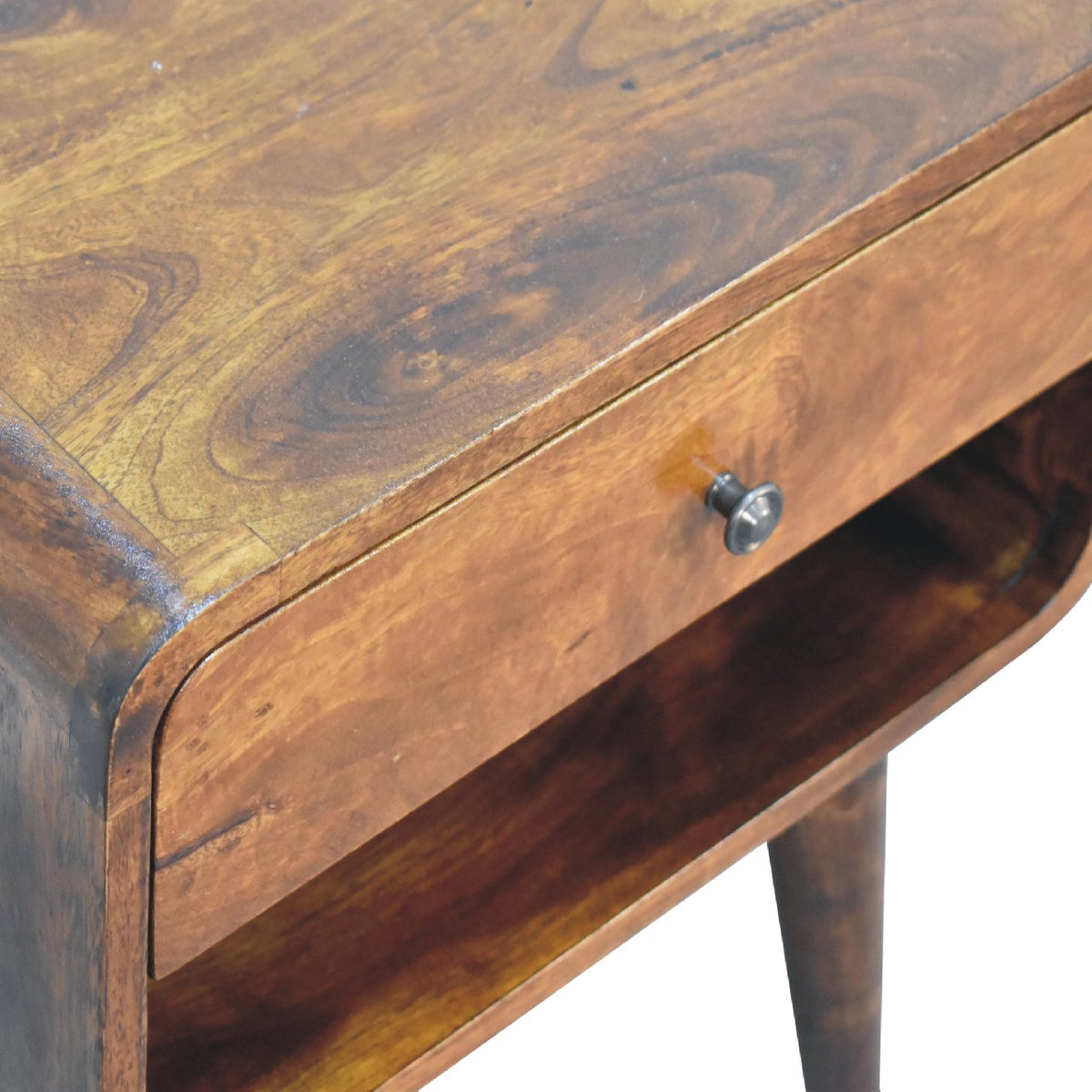 Curve Open Slot Chestnut Bedside Table