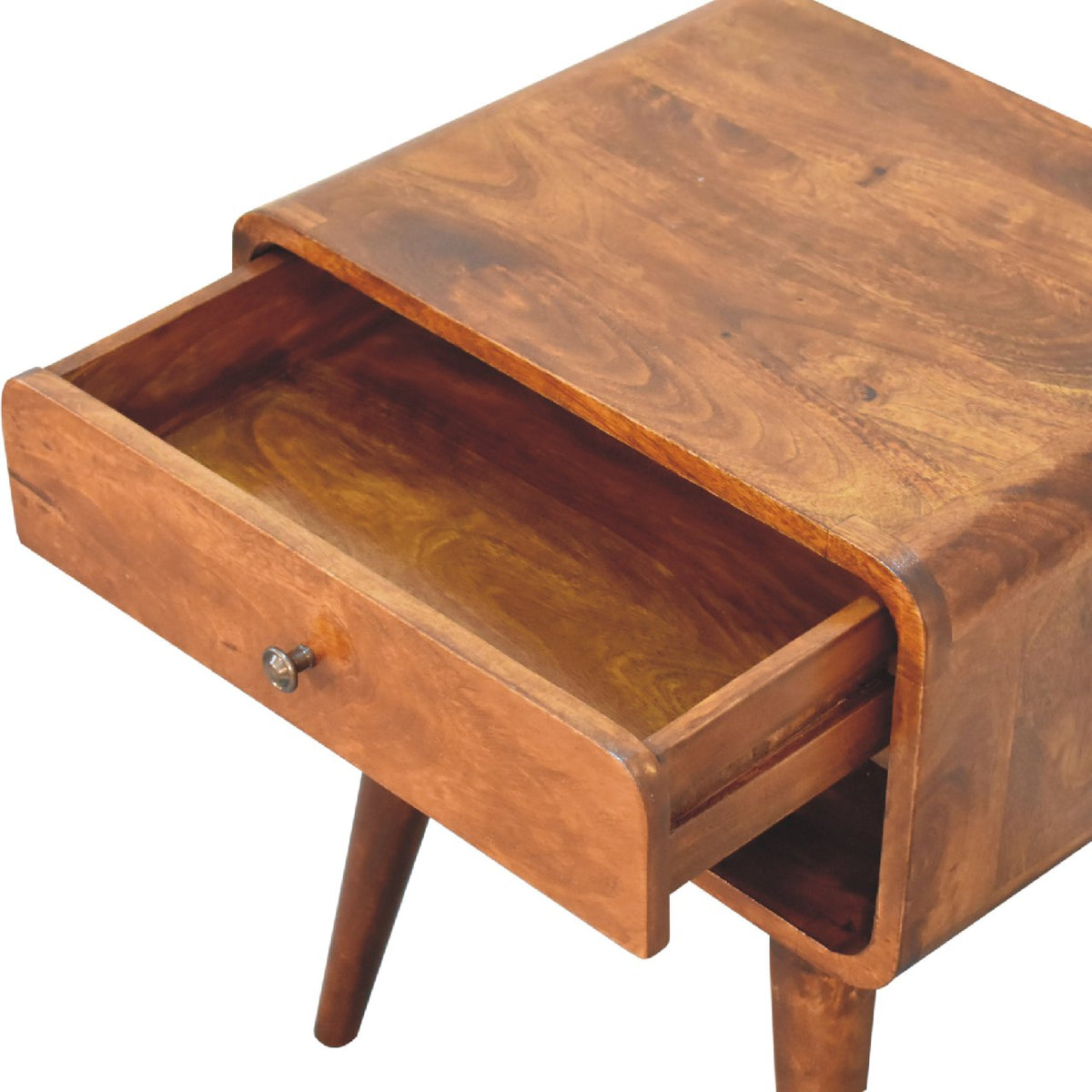Curve Open Slot Chestnut Bedside Table