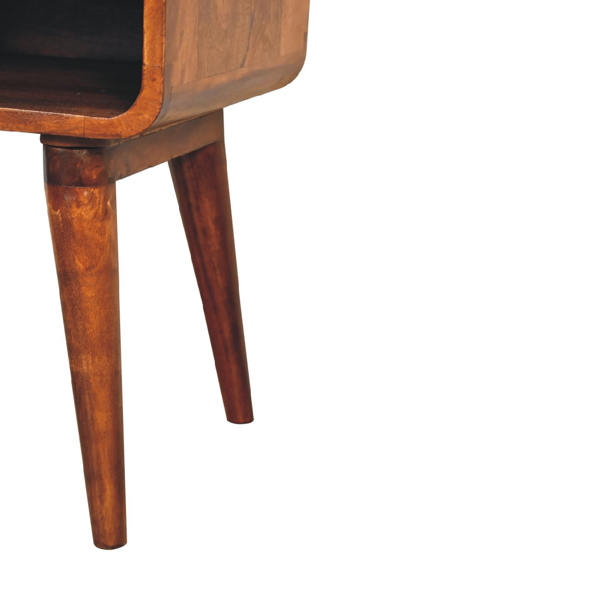 Curve Open Slot Chestnut Bedside Table