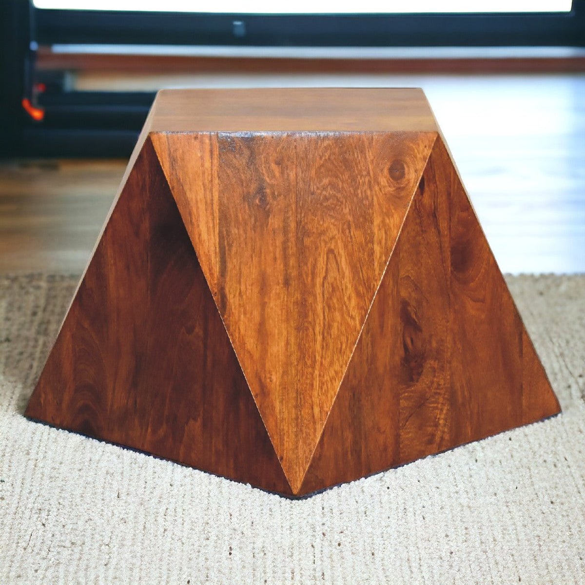 Chestnut Abstract End Table Chest of Drawers