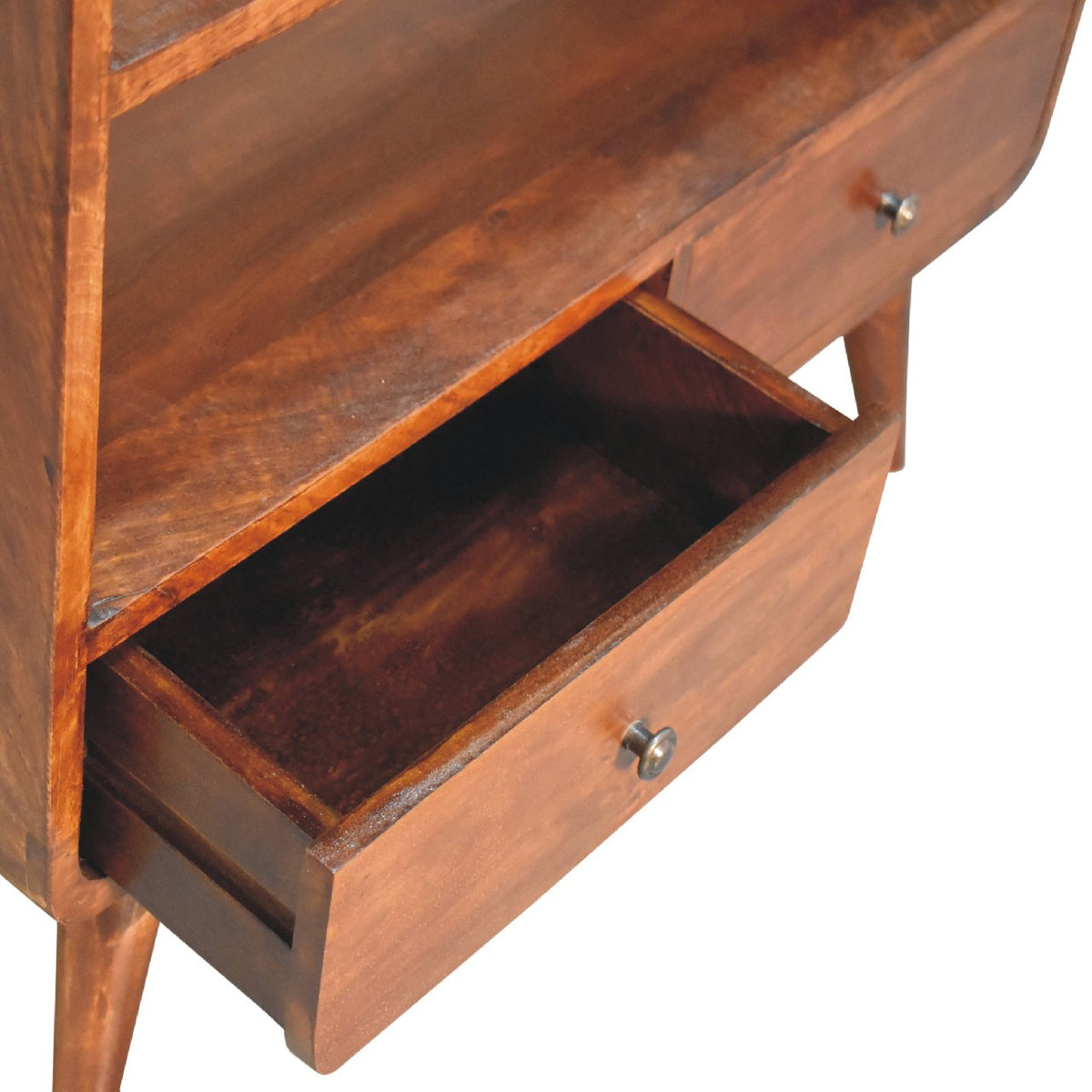 Curved Chestnut Low Bookcase Chest of Drawers