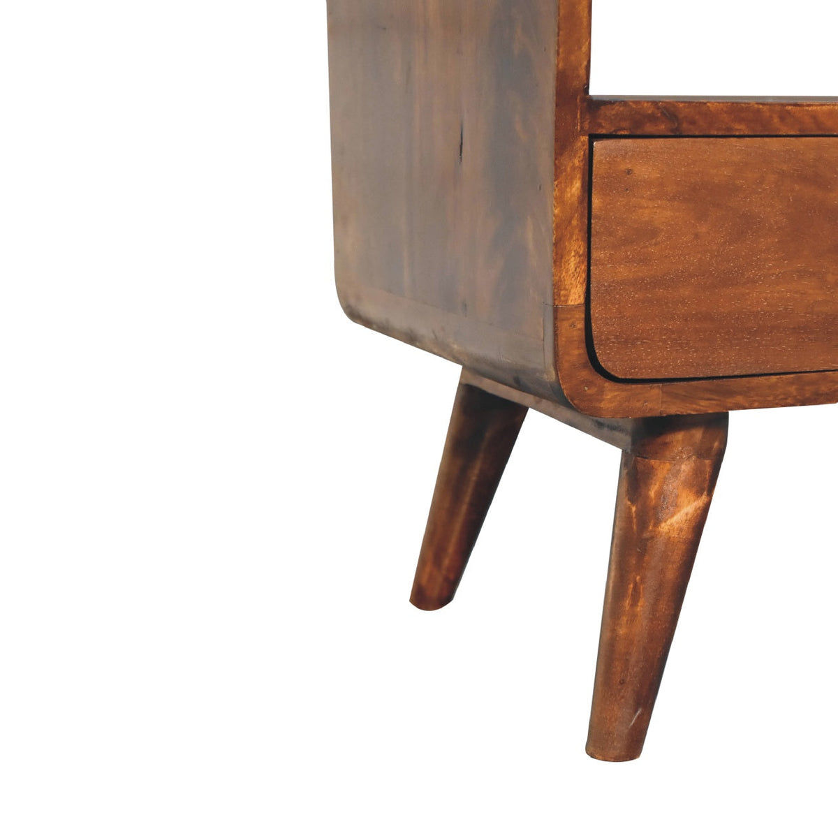 Curved Chestnut Low Bookcase Chest of Drawers