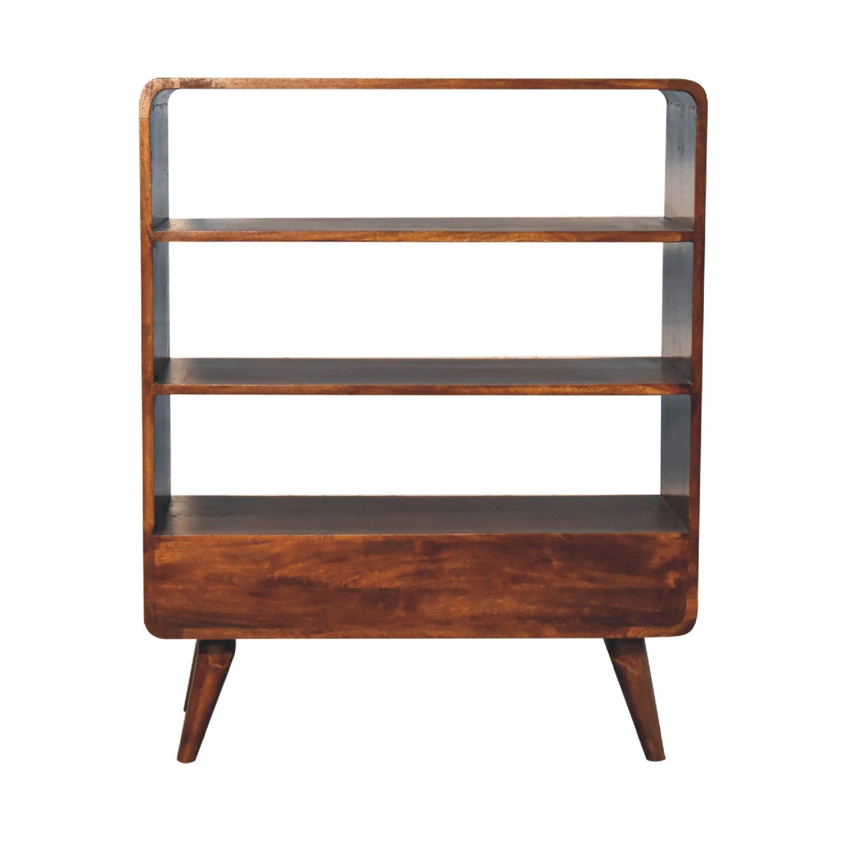 Curved Chestnut Low Bookcase Chest of Drawers