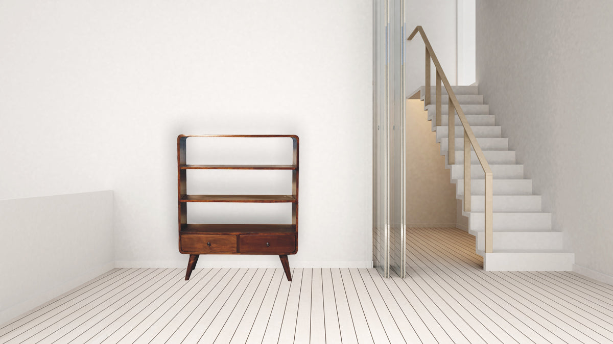 Curved Chestnut Low Bookcase