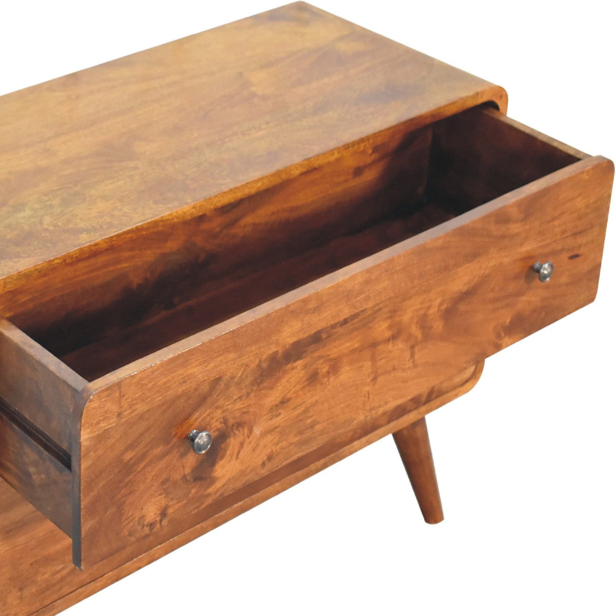2-Drawer Curved Chestnut Chest of Drawers