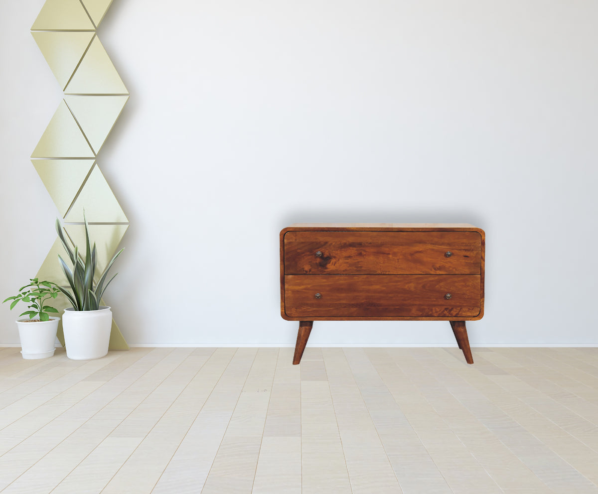 2 Drawer Curved Chestnut Chest