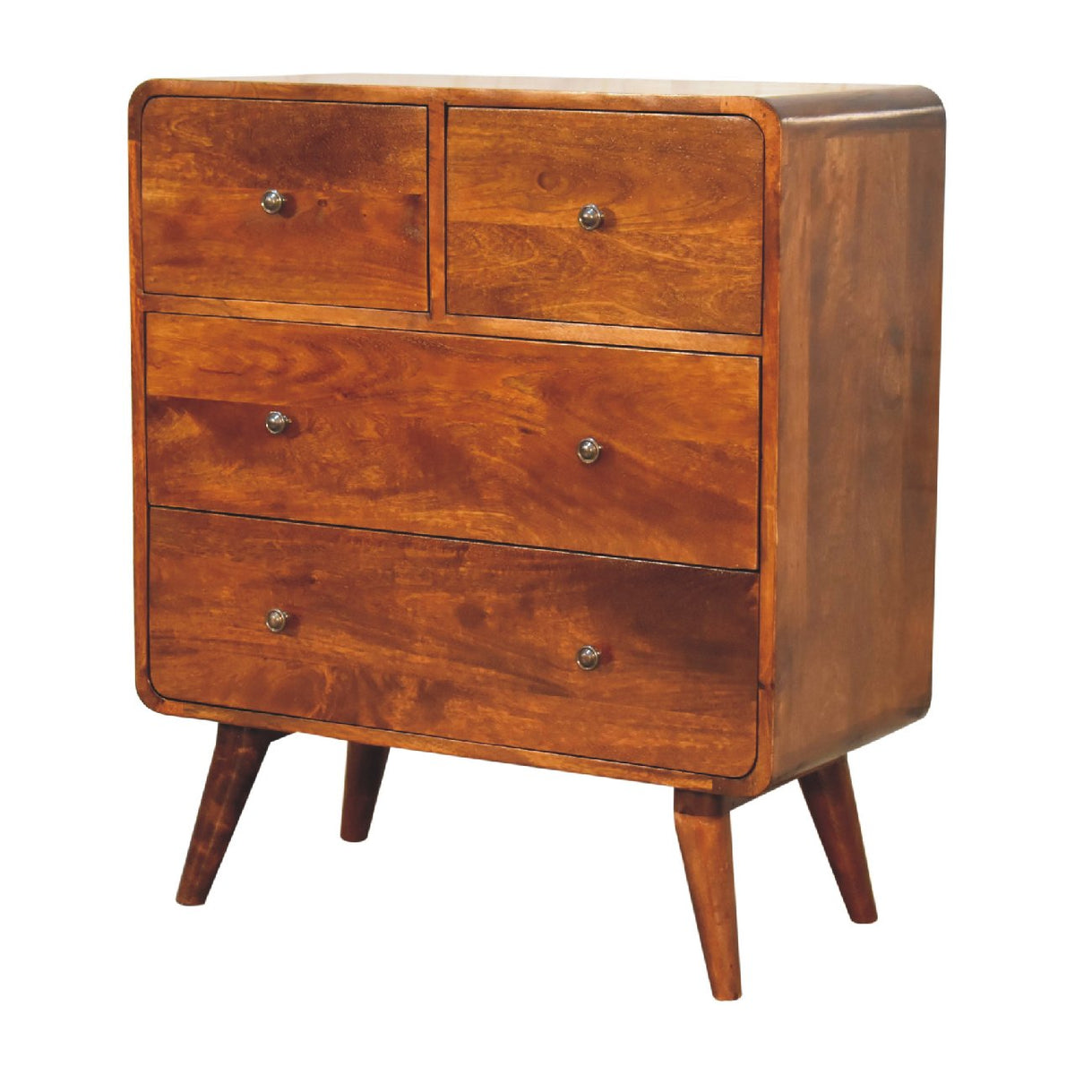 2 over 2 Curved Chesnut Chest of Drawers